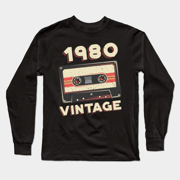 Vintage 1980 Retro Cassette Tape 40th Birthday Long Sleeve T-Shirt by aneisha